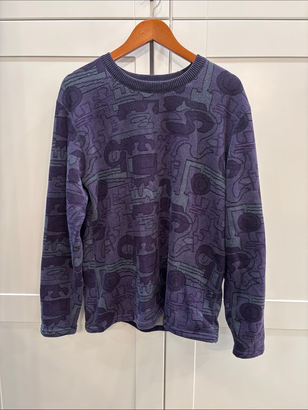Vintage Purple Patterned Crewneck Sweater